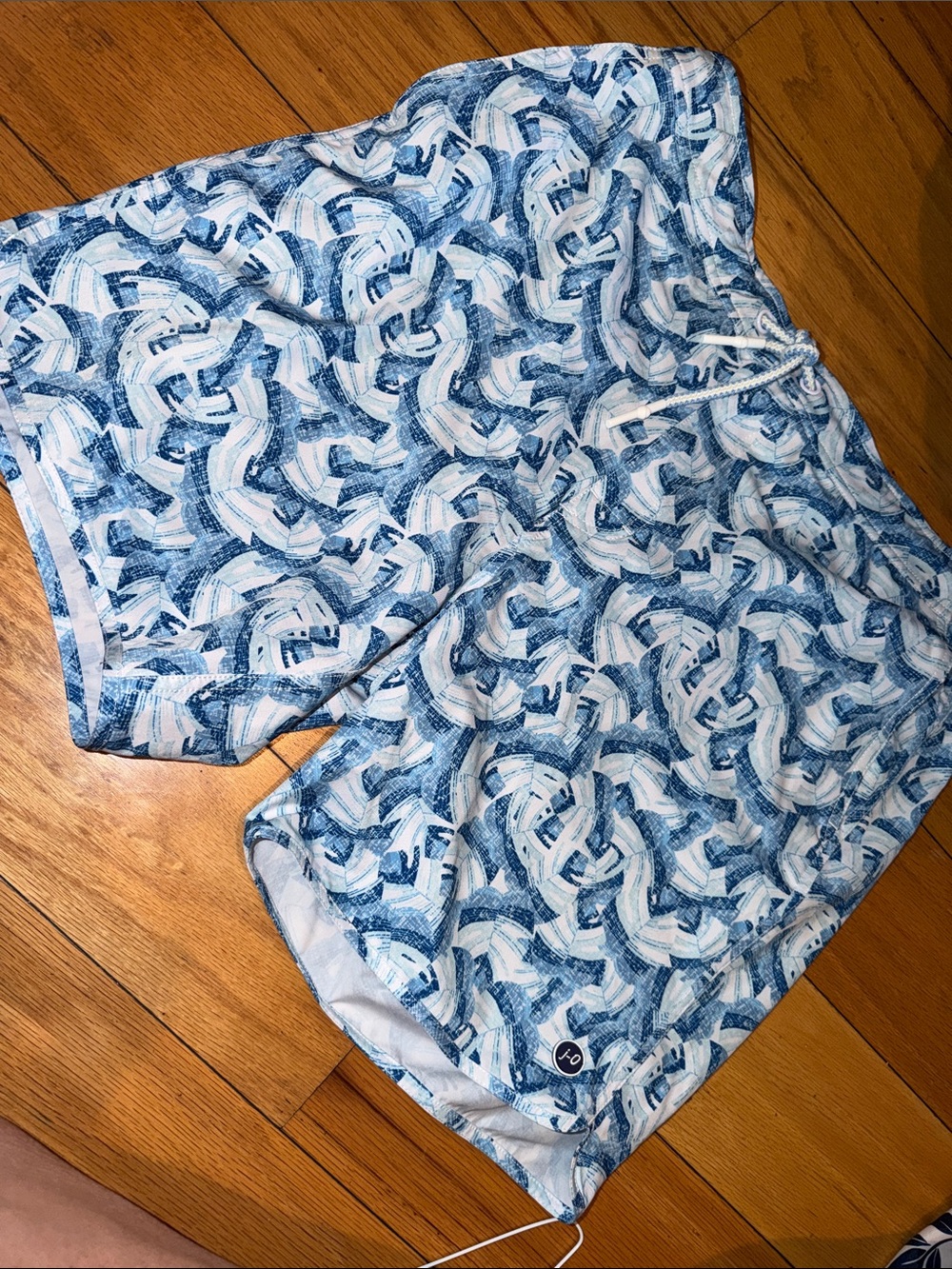 johnnie-O Blue & White Surf Print Swim Trunks